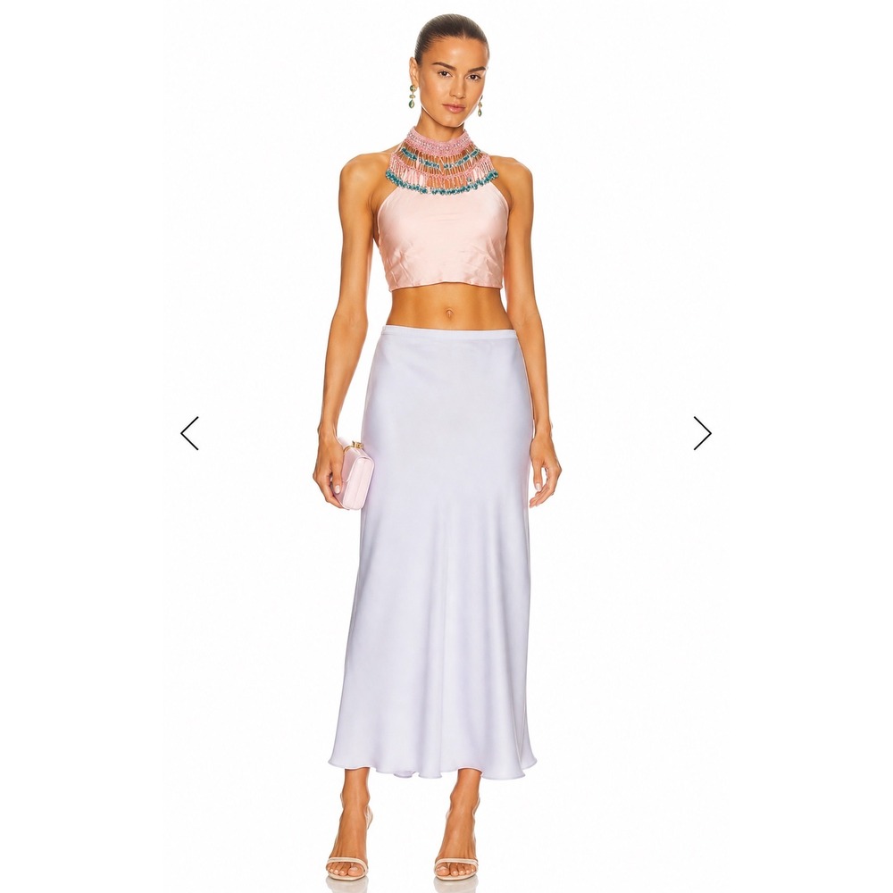 NWT My Beachy Side Emily in Paris Beaded Halter Top Pink Medium